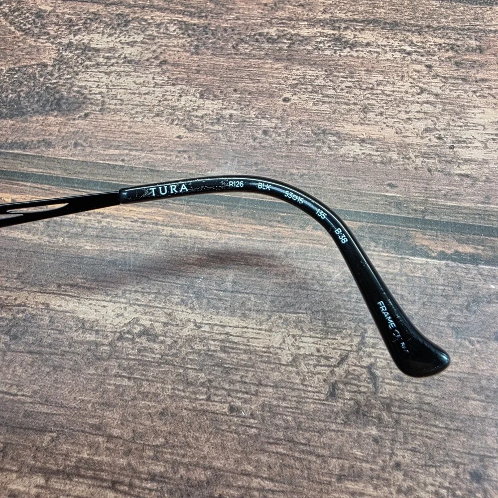 Tura R126 BLK Black Cat Eye Metal Eyeglass Frames 53-15-135 Filigree Temple
